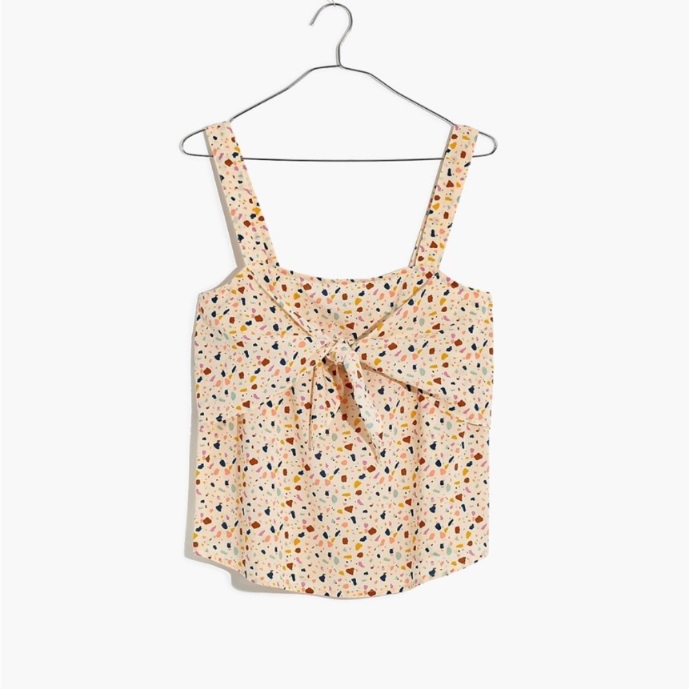 Madewell Tie-Front Cami Top in Terrazzo Cotton Blend - Picture 4 of 12